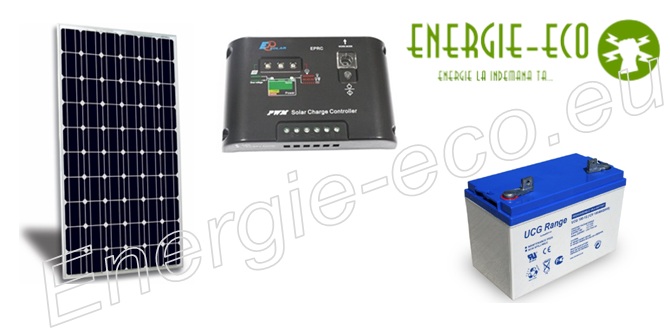 pachet sistem kit fotovoltaci 12V/230V 130W
